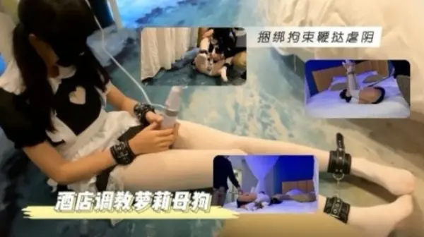 萝莉女仆，酒店调教捆绑拘束，鞭打虐阴